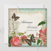 ヴィンテージスターガザーリリーバラバタフラインアジサイ 招待状 (裏面)