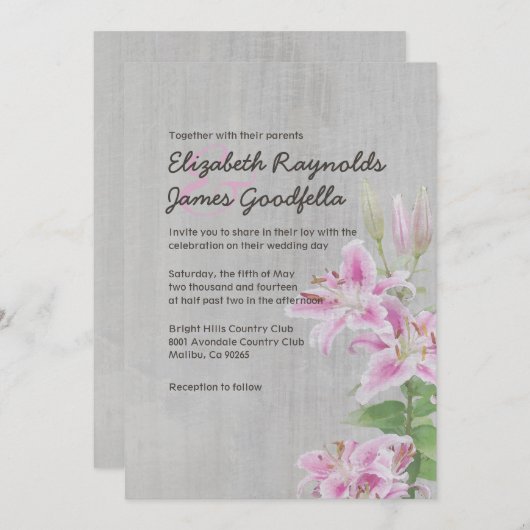 ヴィンテージスターガザーリリー結婚式招待状 招待状 (正面/裏面)