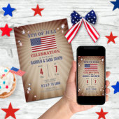 ヴィンテージスターズアメリカ国旗7月4日パーティー 招待状