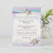 ヴィンテージスターフィッシュビーチオーキッドアンドターコイズ 招待状 (スタンド正面)