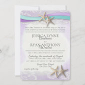 ヴィンテージスターフィッシュビーチオーキッドアンドターコイズ 招待状 (正面)