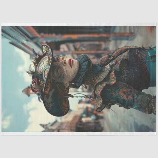 ヴィンテージスタームパンクウィメンアリゲーターデコページ 薄葉紙 (正面)