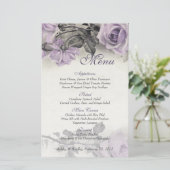 ヴィンテージスターリングシルバー結婚バラのメニューカード (スタンド正面)