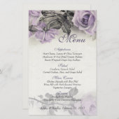 ヴィンテージスターリングシルバー結婚バラのメニューカード (正面/裏面)