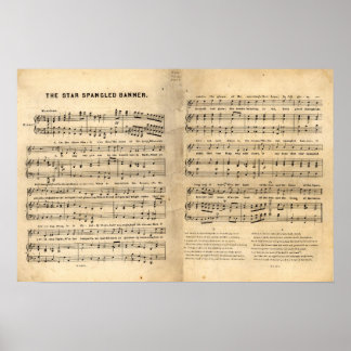 ヴィンテージスターSpangledバナーソングシート歌詞 ポスター