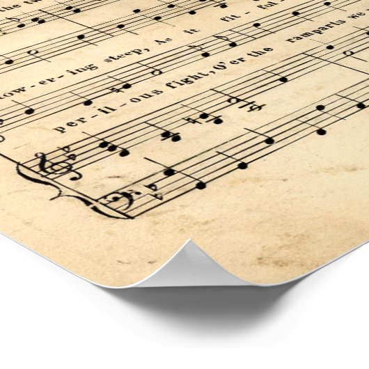 ヴィンテージスターSpangledバナーソングシート歌詞 ポスター (角)