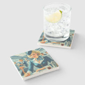 ヴィンテージスチュワーデスイラストレーション ストーンコースター (横)