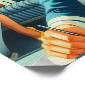 ヴィンテージスチュワーデスイラストレーション ポスター (角)