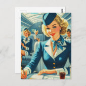 ヴィンテージスチュワーデスイラストレーション ポストカード (正面/裏面)