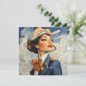 ヴィンテージスチュワーデスフラットノートカード アドバイスカード (スタンド正面)