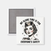 ヴィンテージスチュワーデス磁石「My Alone Time」 マグネット (正面/裏面)