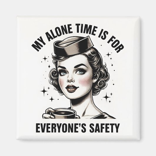 ヴィンテージスチュワーデス磁石「My Alone Time」 マグネット (正面)