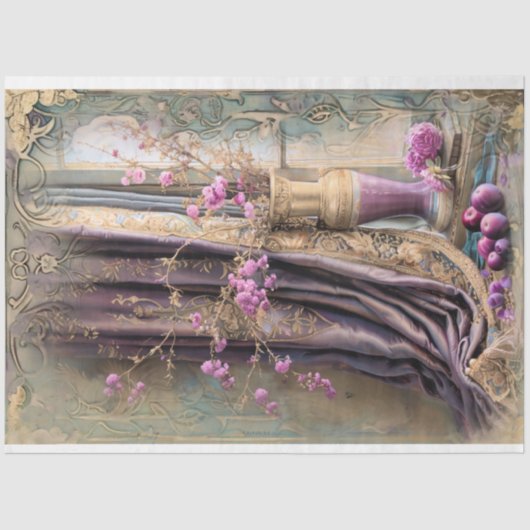 ヴィンテージスチルライフラグジュアリーロマンチックフローラバロック 薄葉紙 (正面)