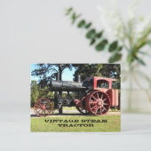 ヴィンテージスチームトラクター – カラー。 ポストカード (スタンド正面)