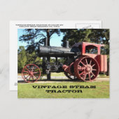 ヴィンテージスチームトラクター – カラー。 ポストカード (正面/裏面)