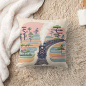 ヴィンテージスチームトレインアドリーミーパステルフォレスト – Mi クッション (ブランケット)