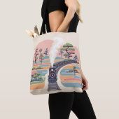 ヴィンテージスチームトレインアドリーミーパステルフォレスト – Mi トートバッグ (クローズアップ)