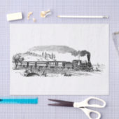 ヴィンテージスチームトレインイラストレーションデコパージュ 薄葉紙 (クラフト)