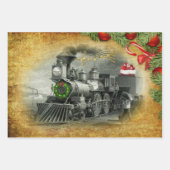 ヴィンテージスチームトレインクリスマス ラッピングペーパーシート (正面2)
