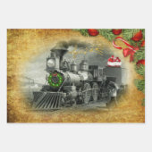 ヴィンテージスチームトレインクリスマス ラッピングペーパーシート (正面)
