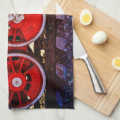 ヴィンテージスチームトレインホイール キッチンタオル (四つ折り)