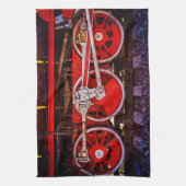 ヴィンテージスチームトレインホイール キッチンタオル (縦)