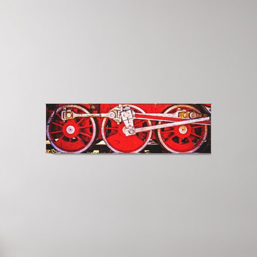 ヴィンテージスチームトレインホイール キャンバスプリント (正面)