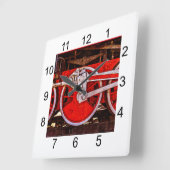 ヴィンテージスチームトレインホイール スクエア壁時計 (傾斜)