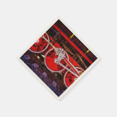 ヴィンテージスチームトレインホイール スタンダードカクテルナプキン (角)