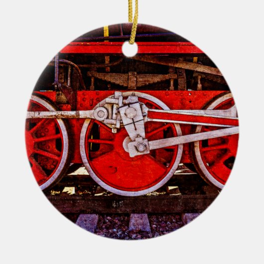 ヴィンテージスチームトレインホイール セラミックオーナメント (正面)