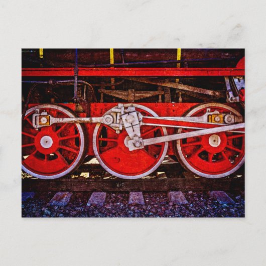 ヴィンテージスチームトレインホイール ポストカード (正面)