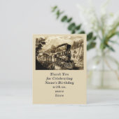 ヴィンテージスチームトレインマンズメンズバースデーパーティー サンキューカード (スタンド正面)