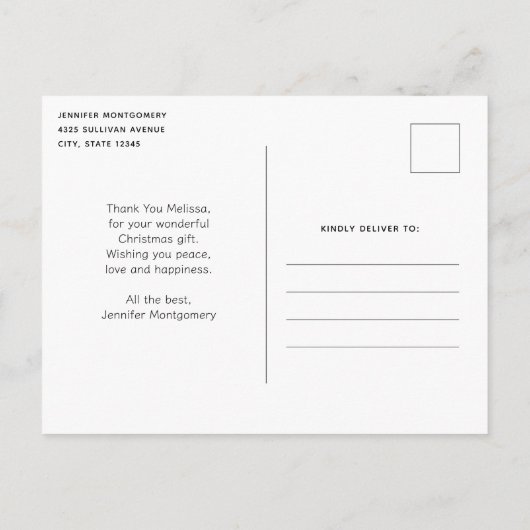 ヴィンテージスチームトレインレトロクリスマスサンキュー ポストカード (裏面)