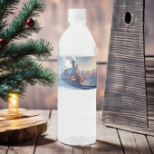 ヴィンテージスチームトレイン冬の雪の山 ペットボトルラベル