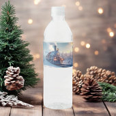 ヴィンテージスチームトレイン冬の雪の山 ペットボトルラベル