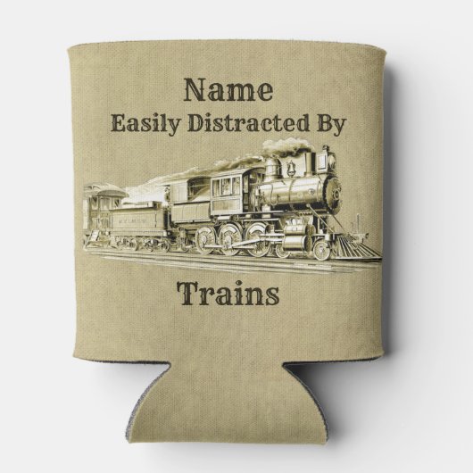 ヴィンテージスチームトレイン簡単に気を散らす、名前を追加 缶クーラー (裏面)