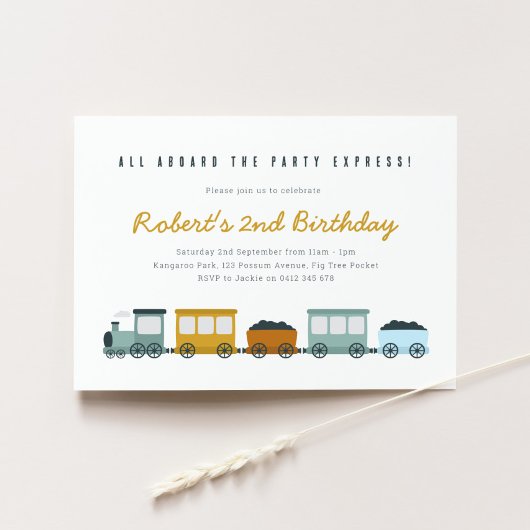 ヴィンテージスチームトレイン誕生日パーティーへの招待 招待状