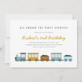 ヴィンテージスチームトレイン誕生日パーティーへの招待 招待状 (正面)