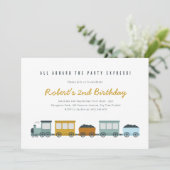 ヴィンテージスチームトレイン誕生日パーティーへの招待 招待状 (スタンド正面)