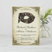 ヴィンテージスチームパンクカーニバルマスクマスカレード結婚ズ 招待状 (スタンド正面)