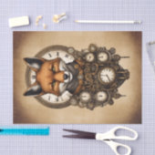 ヴィンテージスチームパンクキツネと時計 薄葉紙 (クラフト)