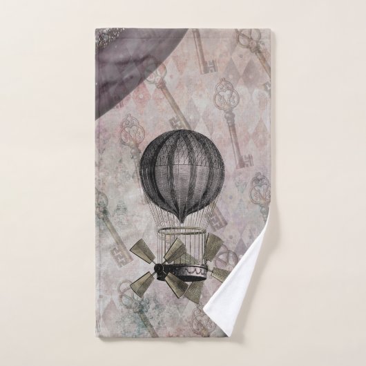 ヴィンテージスチームパンクグラムパープルエアシップ バスタオルセット (ハンドタオル)