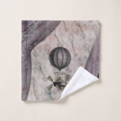 ヴィンテージスチームパンクグラムパープルエアシップ バスタオルセット (ウォッシュタオル)