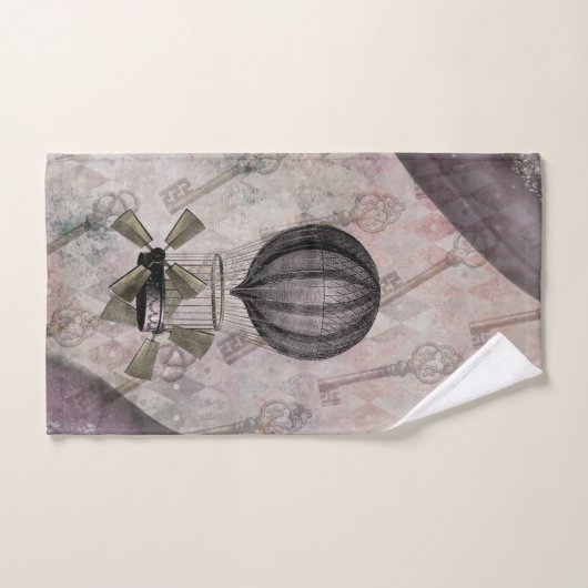 ヴィンテージスチームパンクグラムパープルエアシップ バスタオルセット (ハンドタオル)