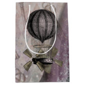 ヴィンテージスチームパンクグラムパープルエアシップ ミディアムペーパーバッグ (正面)