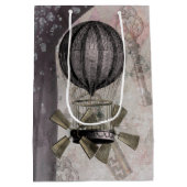 ヴィンテージスチームパンクグラムパープルエアシップ ミディアムペーパーバッグ (裏面)