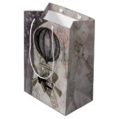 ヴィンテージスチームパンクグラムパープルエアシップ ミディアムペーパーバッグ (裏面アングル)