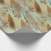 ヴィンテージスチームパンクスタイル飛行機船飛行パターン ラッピングペーパー (角)