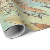 ヴィンテージスチームパンクスタイル飛行機船飛行パターン ラッピングペーパー (ロールコーナー)