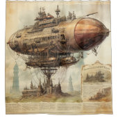 ヴィンテージスチームパンクツェッペリン(10) シャワーカーテン (正面)